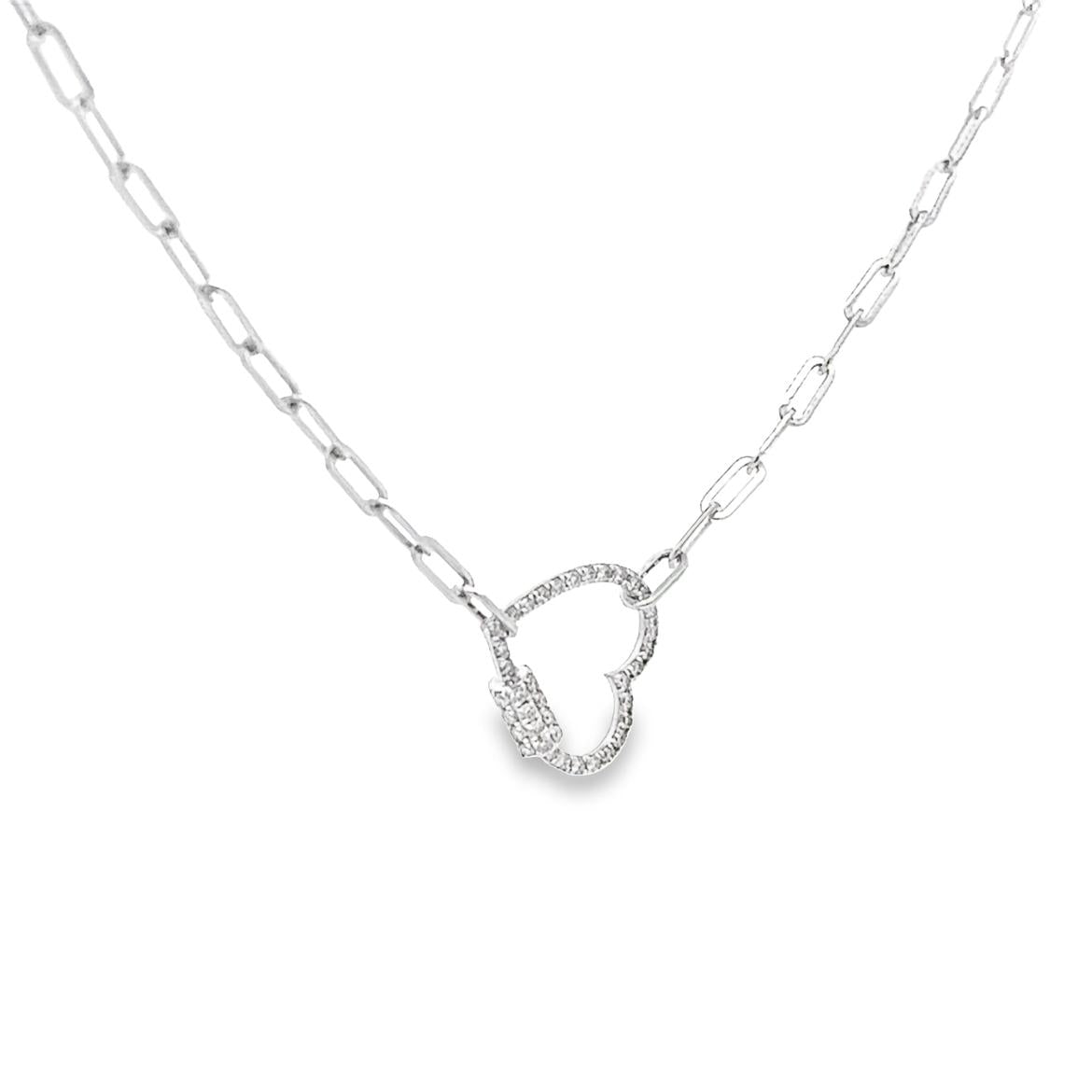 Paperclip Chain Heart lock Diamond Necklace